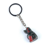 1.0 Inch Hand Carved Gemstone Dog Pendant Keychain #KC2316S-A1