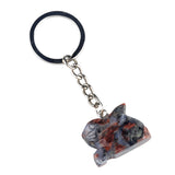 1.0Inch Handmade Craved  Gemstone Rabbit Animal Pendant Keychain #KC2320S-A1