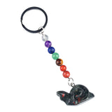1.0 Inch Hand Carved Snail Gemstone Figurine Pendant Keychain 7 Chakra Beads Chain #KC2323S-A4