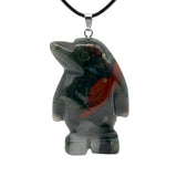 Gemstone Penguin Necklace - 45cm Black Cord Jewelry