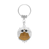 Silver Owl Gemstone Pendant  Bird Animal Keychain KC1758S