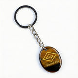 Oval Gemstone Disc Keychain– Carved with Custom Words & Symbol -The Shaman's Eye