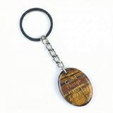 Oval Gemstone Disc Keychain– Carved with Custom Words & Symbol -Good Things Happen Everyday