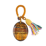 Good Things Happen Everyday Natural Crystal Keychain - Positive Affirmation Palm Stone with Tassel, Multi-Stone Options for Bag/Car Decor #KC1964