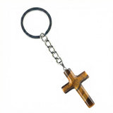 Handmade Natural Gemstone Cross Pendant Keychain, Carved Christian Cross Key Accessories for Women Men, Religious Gift, Jewelry Key Chain 27x40mm