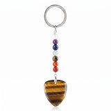 Gemstone Guitar Pick Keychain 7 Charka Chain KC2030