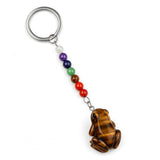 1Inch Frog Gemstone Pendant Keychain 7 Chakra Beads Chain #KC2309-A4