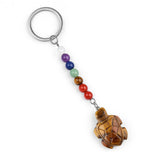 1.0Inch Tortoise Gemstone Pendant Keychain 7 Chakra Beads Chain #KC2311S-A4