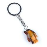 1.0 Inch Hand-Carved Gemstone Penguin Pendant Keychain#KC2313S-A1