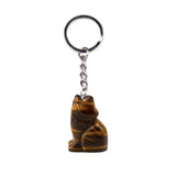 1.0Inch Hand Carved Gemstone Wolf Pendant Keychain #KC2314SS-A1