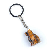 1.0 Inch Hand Carved Gemstone Dog Pendant Keychain #KC2316S-A1
