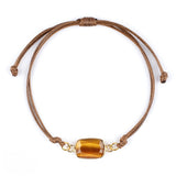 Natural Stone Adjustable Bracelet for Women Men Handmade Woven Bohemian Style Crystal Bangle #SB3126