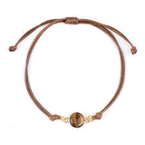 10mm Disc Stone Adjustable Bracelet for Women Men Handmade Woven Bohemian Style Crystal Bangle #SB3127
