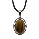 Silver Oval Gemstone Necklace 45CM Black Cord #SN1502S Crystal Pendant 13X18mm Cabs