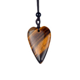 Long Heart Gemstone Pendant Necklace for Women Men Adjustable Black Rope