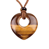 40mm Heart Gemstone Pendant Necklace Adjustable Rope