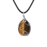 Handmade Wire Wrapped Teardrop Gemstone Pendant Necklace  #SN1752S 45CM Cord Chain