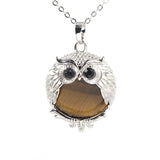 Silver Owl Gemstone Necklace SN1758S Bird Animal Pendant with 45CM 0 Chain