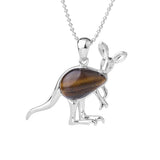 Silver Kangaroo Gemstone Pendant Necklace for Women Men #SN1765 Animal Charms Beads Chain Jewelry