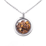Round Gawu Box Pendant Necklace  Chip Stone Stainless Steel Floating Locket Crystal Specimen Keepe Custom for Keepsakes & Healing Stones（副本）