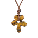 Natural Gemstone Flower Pendant Necklace - 35mm adjustable