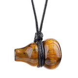 18X30MM Hand-Carved Natural Stone Gourd Pendant Necklace – Adjustable Healing Crystal Calabash Amulet