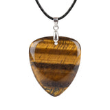 Hand-Polished Gemstone Guitar Pick Necklace with 18Inch Black Rope SN2030