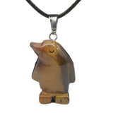 Gemstone Penguin Necklace - 45cm Black Cord Jewelry