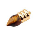 Gold Spiral Cap Bullet Shape Natural Stone Pendant, Teardrop Pointed Gemstone Charm with Grooved Gold Bail, Reiki Healing Crystal DIY Necklace Pendant