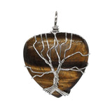 Silver Tree Of Life Wire Wrapped Stone Pendant for Making Jewelry #SP0831S