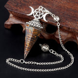 Triple Moon Pentacle Orgone Pendulum Pendant Resin Crystal Dowsing Charm Chain for Wicca & Spiritual Jewelry