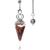 Silver Crown Resin Crystal Orgone Pendulum Pendant Dowsing Charm Chain