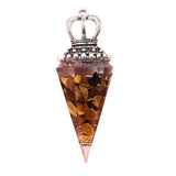 Silver Crown Resin Crystal Pentacle Orgone Pendulum Pendant Dowsing Charm for Wicca & Spiritual Jewelry