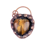 Retro Copper Natural Stone Heart Pendant for Making Jewelry