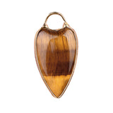 Golden Edged Long Heart Healing Crystal Pendant: Natural Stone Necklace Accessory for Women's Spiritual Gifts
