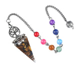 Chips Gemstone Tree of Life Resin Pendulum Wtih 7 Chakra Stone Chain hexagonal pyramid Pendant