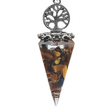 Chips Gemstone Tree of Life Resin Pendulum NO Chain Hexagonal Pyramid Pendant #SP1882AS-F98