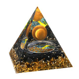 Orgonite Gemstone Pyramid Home & Office Decor Healing Crsytal Sphere Energy Generator for EMF Protection, Meditation & Wealth