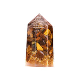 Hexagonal Crystal Obelisk - Natural Crushed Stone & Resin Pillar - Exquisite Desktop Ornament for Positive Energy & Home Harmony