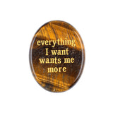 35x45MM Worry Healing Palm Stones for Meditation & Prayer with Everything Word " Everything I want wants me more " SP1904G-W15