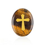 35x45MM Worry Healing Palm Stones for Meditation & Prayer with Gold Cross Design SP1904G-W17