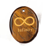 35x45mm Oval Natural Gemstone Pendant, Engraved "Infinity Symbol (∞) ", Polished Crystal Disc Charm for Spiritual Jewelry, Necklace Making