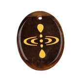 35x45mm Oval Natural Gemstone Pendant, Engraved "Mindfulness Meditation ", Polished Crystal Disc Charm for Spiritual Jewelry, Necklace Making