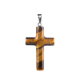 Natural Gemstone Cross Pendant for Jewelry Making DIY Necklace 27X40mm