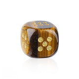 15mm Handmade Carved Gemstone Dice – Natural Stone Crystal Game Dice with Gold Pips – Premium Rounded Edge D6 for Board Games, Tarot, RPG & Decorative Use