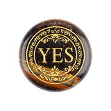 25mm Natural Gemstone Decision Stone Double-Sided Engraved YES / NO Palm Stones Gold Lettering Divination Healing Crystals for Gift