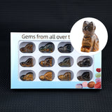 1.0 Inch Hand Carved Gemstone Cat Figurine Animal Ornament  12PCS In Box for Home Office Desk Decor #SP2319-12PA