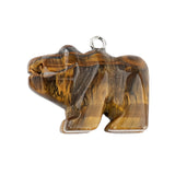 1.0 Inch Hand Carved Bear Gemstone  Pendant for Making Jewelry #SP2324S-25MM