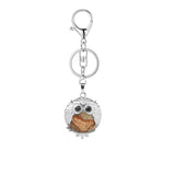 Silver Owl Gemstone Pendant  Bird Animal Keychain KC1758S Lobster Clasp Keyc Chain