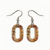 Hand Made Craved Hollow O-Shape Gemstone Pendant 25×40mm Drop Earring for Women girl